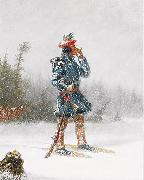 Indian Hunter on Snowshoes Cornelius Krieghoff